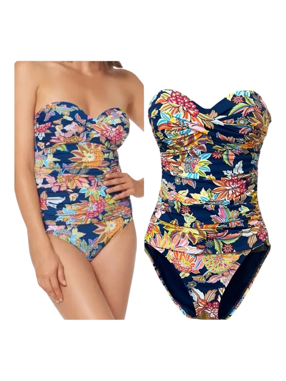 NWT Bleu Rod Beattie Floral Bandeau Swimsuit Size 8 - Picture 7 of 7